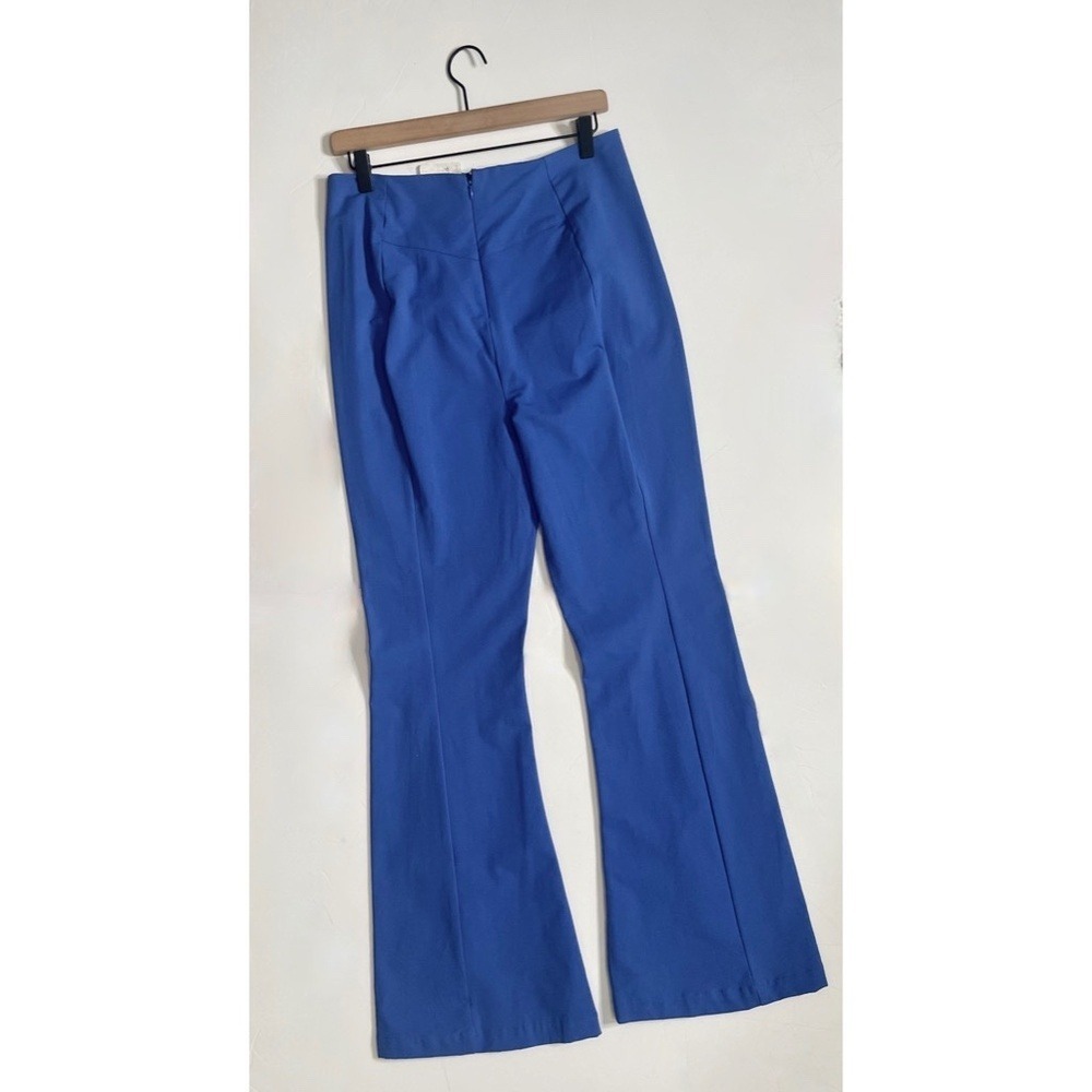NWT! FREE PEOPLE Real Deal Split Flare Pants Blue High Rise Waist Stretch Medium - Picture 8 of 15